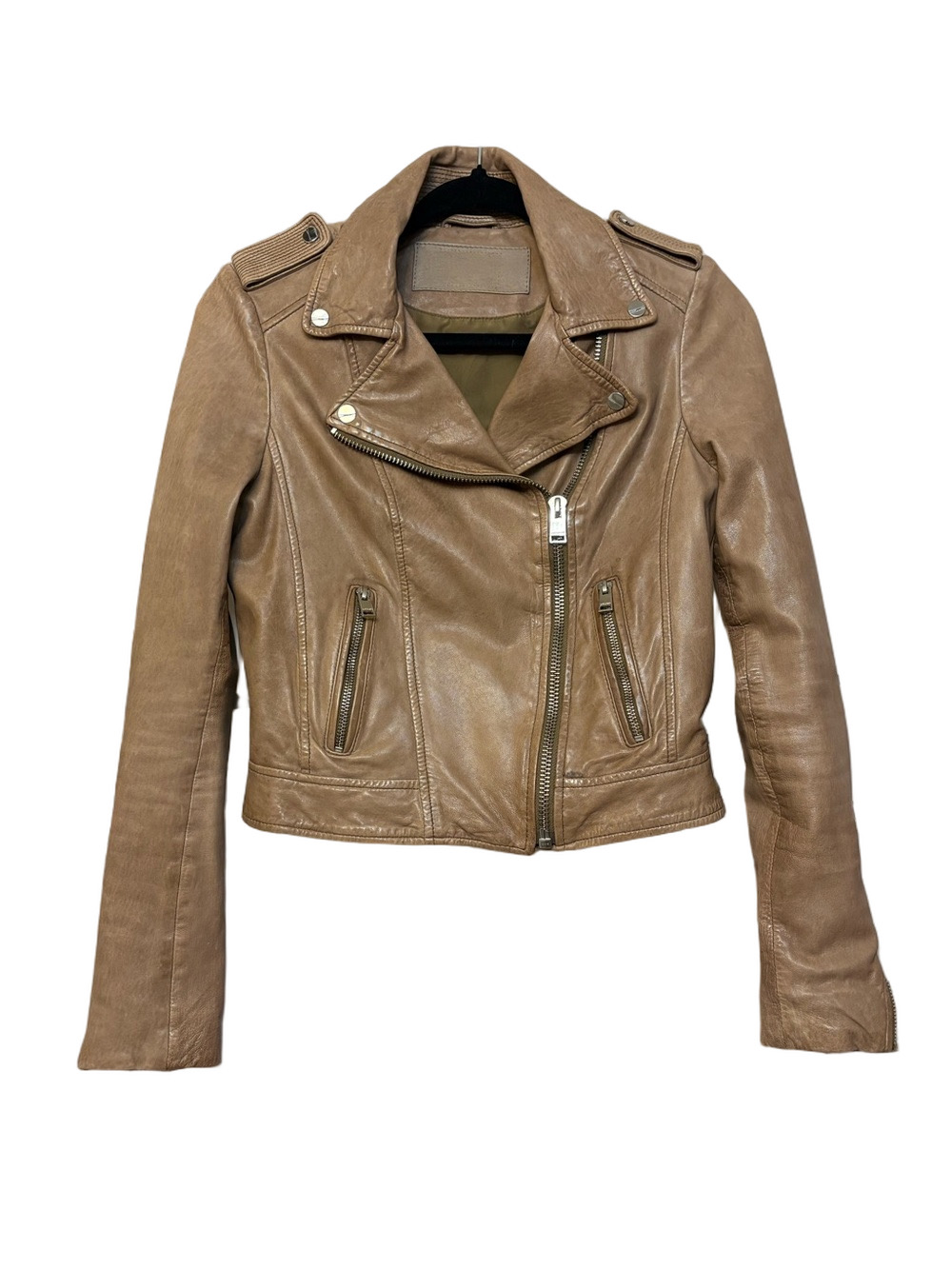 Women’s Lamarque Tan Leather Moto Jacket